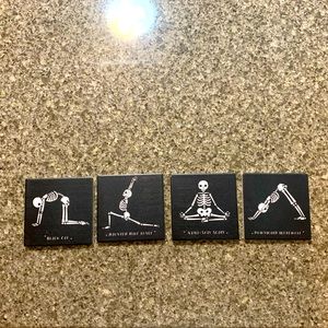 Yoga Skeleton Coaster set of 4 NWOT